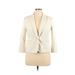 Ann Taylor Blazer Jacket: Short Ivory Print Jackets & Outerwear - Women's Size 14 Petite