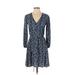 Draper James Casual Dress - Wrap: Blue Floral Motif Dresses - Women's Size 0