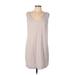 Soma Casual Dress - Shift V Neck Sleeveless: Tan Print Dresses - Women's Size Large