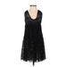 BCBGMAXAZRIA Cocktail Dress - A-Line Plunge Sleeveless: Black Print Dresses - Women's Size 0