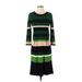 Ann Taylor Casual Dress - A-Line Crew Neck 3/4 sleeves: Green Print Dresses - Women's Size Small