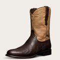 Tecovas Men's The Wade Roper Boots, Round Toe, Chocolate, Smooth Ostrich, 1.125" Heel, 11 EE