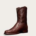 Tecovas Men's The Duke Roper Boots, Round Toe, 10" Shaft, Mahogany, Ostrich, 1.125" Heel, 14 EE