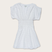 Tecovas Women's Mini V-Neck Ruched Dress, White, Cotton, Size XL