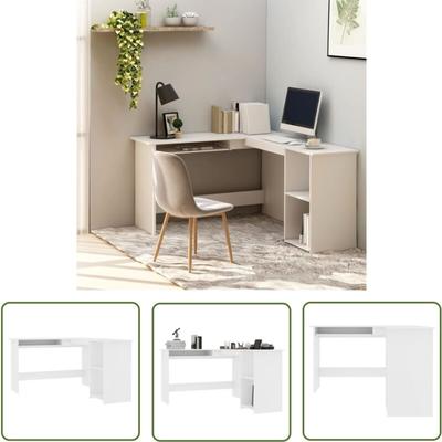 Prolenta Premium - The Living Store Eckschreibtisch in L-Form Weiß 120x140x75 cm Holzwerkstoff Image