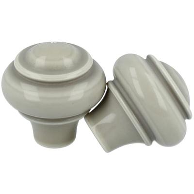 Ms Beschläge - Schubladenknopf Möbelknopf kommodenknopf Grau Porzellan Optik 33mm Durchmesser Image