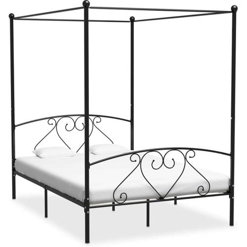 Himmelbett-Gestell Doppelbett Bett für Schlafzimmer Schwarz Metall 140 x 200 cm DE48223