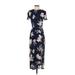 Leith Casual Dress - Sheath Crew Neck Short sleeves: Blue Floral Dresses - Women's Size 2X-Small