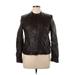 Marc New York Andrew Marc Leather Jacket: Short Black Print Jackets & Outerwear - Women's Size X-Large