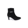 AQUATALIA Ankle Boots: Strappy Chunky Heel Casual Black Print Shoes - Women's Size 8 1/2 - Almond Toe