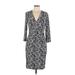 Anne Klein Casual Dress - Wrap V-Neck Long sleeves: Gray Marled Dresses - New - Women's Size 10