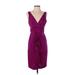 Diane von Furstenberg Casual Dress - Sheath V-Neck Sleeveless: Purple Print Dresses - Women's Size 4