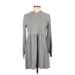 Bebop Casual Dress - Mini High Neck Long sleeves: Gray Dresses - Women's Size Medium