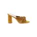 Loeffler Randall Heels: Slip On Chunky Heel Feminine Orange Print Shoes - Women's Size 8 - Open Toe
