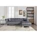 Gray Sectional - House of Hampton® Joannette 133" Wide Cushion Back Sectional Sofa Chaise w/ Nail Trim & 2 Pillows Polyester | Wayfair