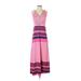 J. McLaughlin Casual Dress - A-Line V-Neck Sleeveless: Pink Color Block Dresses - Women's Size Small