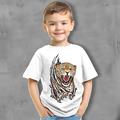 kinderkleidung Jungen T-Shirt Tee Graphic Tier Tiger Kurzarm Rundhalsausschnitt Kinder oben Outdoor 3D-Druck Sport Modisch Cool Sommer Weiß 3-12 Jahre