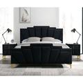 Enitial Lab Magalyn 3 Piece Bedroom Set Upholstered/Metal in Black | 49.75 H x 77.38 W x 91.25 D in | Wayfair IDF7411BK-EK2NS