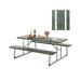 Costway Folding Picnic Table Set with Metal Frame and All-Weather HDPE Tabletop, Umbrella Hole-Green