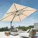 FLAME&SHADE 10*10FT Square Cantilever Umbrella For Your Outdoor Space â€“ Solution-Dyed Fabric Aluminum Frame and Innovative 360Â° Rotation System Sand