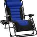 Oversized Padded Zero Gravity Chair Folding Outdoor Patio Recliner XL Anti Gravity Lounger for Backyard w/Headrest Cup Holder Side Tray Outdoor Polyester Mesh - Blue