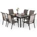 VILLA Outdoor Dining Set for 8 Patio Table and Chairs Set with 8 Padded Deep Seating Swivel Dining Chairs & Full Metal Extendable Table Outside Furniture Dining Set for Poolside La
