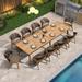 durable LEAF Patio Dining Set of 9 All-Weather Metal Table Chair Set Patio Rattan Furniture Set for Backyard Garden Outdoor Dining Set