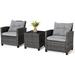 YZboomLife Wicker Patio Sets - 3 Pieces Patio Rattan Sofa Set Outdoor Conversation Set with Tempered Glass Tabletop Heavy-Duty Steel Frame Wicker Chair Set for Poolside Backyard Nav