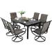 durable 9 Pieces Patio Dining Set Rectangular Expandable Black Metal Table with 10 Padded Textilene Fabric Swivel Chairs Outdoor Furniture Set for Garden Poolside Backyard Porch