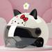 Kawaii Sanrios Hello Kitty Motorcycle Electric Bicycle Helmet with Smile Flower 3D Cat Bear Ear Women Motorbike Moto Bike Helmet