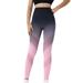 Womens Slim Gradient Long Yoga Pants Traceless High Waist Yoga Fitness Pants Pants Cycling Workout Trousers