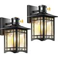 2 Pack Motion Sensor Outdoor Wall Lights Dusk to Dawn Lighting Led Exterior Light Fixture Anti-Rust Lantern for Front Porch Waterproof Black Outdoor Wall Sconce for House Garage Patio