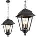 Outdoor Pendant Light 3-Light Exterior Hanging Porch Light Extra Large Outdoor Hanging Light Fixture with Clear Glass Waterproof Black Outside Chandelier for House Front Door Farmhouse