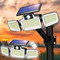 Pretxorve Garden & Patio Supplies Solar Lights Outdoor with Motion Sensor 3 Heads Security Lights Solar Powered 280 LED Light Motion Detected for Garage Yard Entryways Patio IP65 black