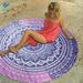 Deago 55 Round Beach Tapestry Hippie/Boho Mandala Beach Blanket/Indian Cotton Throw Bohemian Round Table Cloth Mandala Decor/Yoga Mat Meditation Picnic Rugs Circle (Purple)