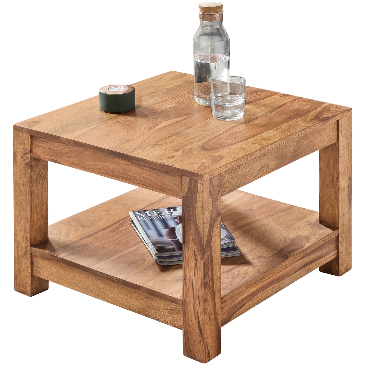FineBuy Couchtisch Massiv-Holz 60 x 60cm Wohnzimmer-Tisch Landhaus Beistelltisch Image