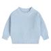 Odeerbi Kids Toddler Baby Boys Girls Cotton Sweaters Winter Loose Solid Color Pullover Sweater Cute 2024 Casual Thick Keep Warm Sweater Light Blue