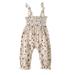 Jkerther Baby Girls Rompers Jumpsuit Tie-Up Straps Sleeveless Halter Floral Print Toddler Overalls Summer Infant Clothes