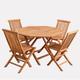Sklum - Ensemble table octogonale (Ø120 cm) et 4 chaises de jardin pliantes en bois de teck Pira