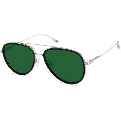 Zenni Men's Aviator Rx Sunglasses Black Recycled Metal + Bio-Base Full Rim Frame