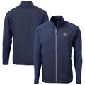 Men's Cutter & Buck Navy UConn Huskies 2024 NCAA Basketball National Champions Adapt Eco Knit Hybrid Recycled Full-Zip Jacket