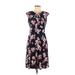 Wisp Casual Dress - A-Line Crew Neck Sleeveless: Blue Floral Dresses - New - Women's Size 6