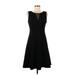 T Tahari Casual Dress - A-Line: Black Solid Dresses - Women's Size 6