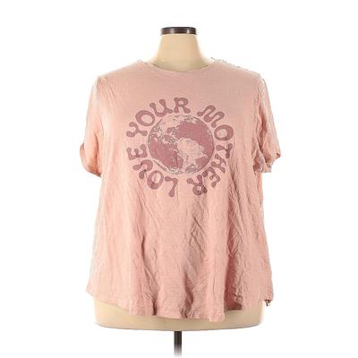 Old Navy Short Sleeve T-Shirt: Pink Acid Wash Print Tops - Women's Size 4X