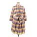 Lands' End Casual Dress - Shirtdress: Yellow Plaid Dresses - Women's Size 18