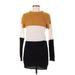 Evelyn Taylor Casual Dress - Sweater Dress: Brown Color Block Dresses - Women's Size Medium