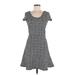 Planet Gold Casual Dress - DropWaist: Gray Checkered/Gingham Dresses - Women's Size Medium