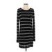 BCBGMAXAZRIA Casual Dress - Sweater Dress: Black Stripes Dresses - Women's Size Small