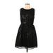 Forever 21 Contemporary Cocktail Dress - A-Line: Black Jacquard Dresses - Women's Size Large