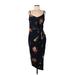 Nine Britton Casual Dress - Wrap: Black Floral Dresses - Women's Size Large